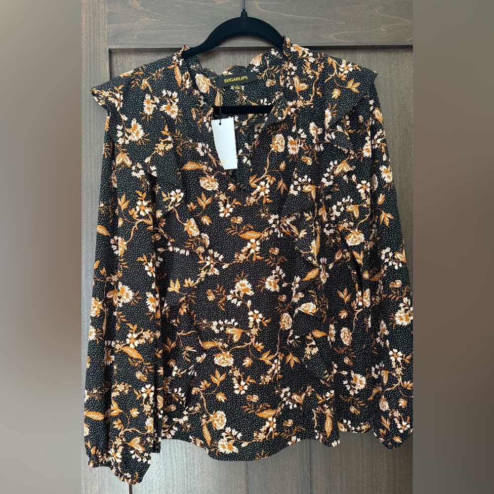 Sugarlips Black and Gold Floral Blouse